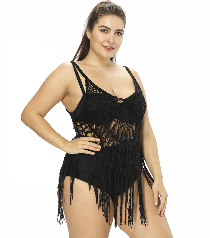 4716-2Tassel Crochet Plus Size Cover-Up